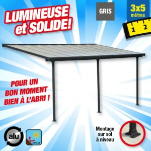 Toit-terrasse alu & polycarbonate 3x5m