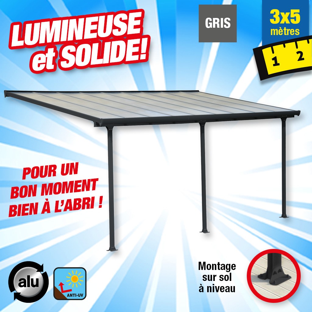 Toit-terrasse alu & polycarbonate 3x5m
