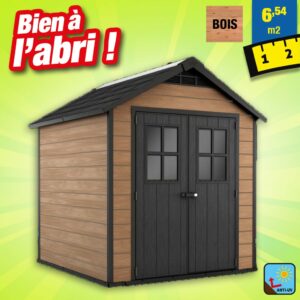 Abri de jardin résine - 6 M2 - style bois naturel - traité anti-UV