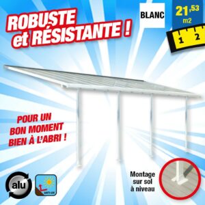 Toit-terrasse alu & polycarbonate Feria 37 - blanc
