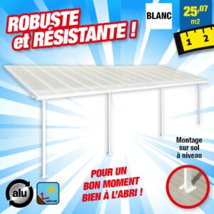 Toit-terrasse alu & polycarbonate Feria 38 - blanc