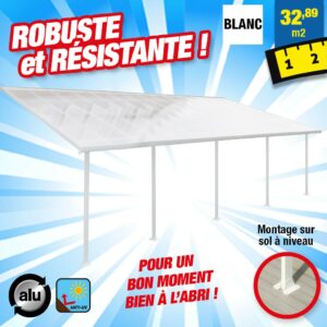 Toit-terrasse alu & polycarbonate Feria 48 - blanc