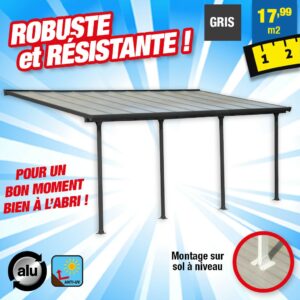 Toit-terrasse alu & polycarbonate Feria 36 - gris