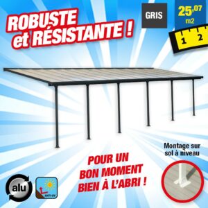 Toit-terrasse alu & polycarbonate Feria 38 - gris