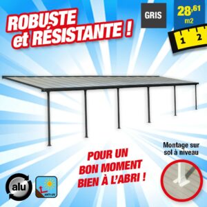 Toit-terrasse alu & polycarbonate - Feria 310 - gris