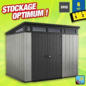 Abri de jardin en résine toit monopente - 6 m² - traité anti-UV