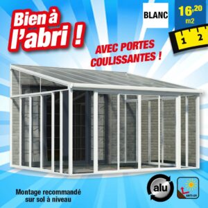Jardin d'hiver fermé chassis aluminium blanc  - 16,2 m²
