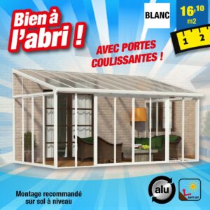Jardin d'hiver fermé chassis aluminium blanc - 16,1 m²