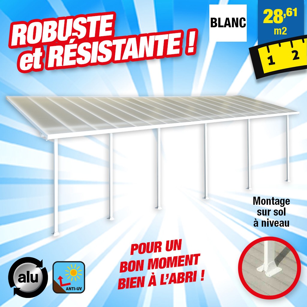 Toit-terrasse alu & polycarbonate - Feria 310 - blanc