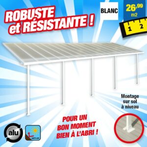 Toit-terrasse alu & polycarbonate - Feria 39 - blanc