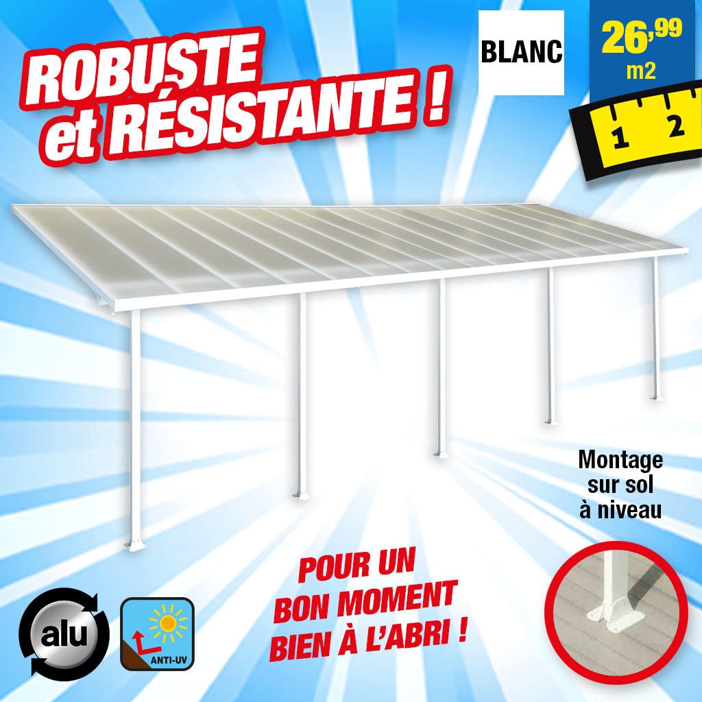 Toit-terrasse alu & polycarbonate - Feria 39 - blanc