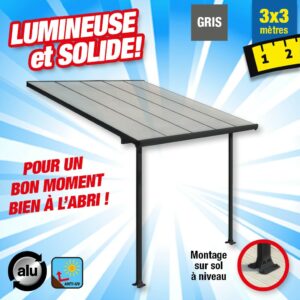Toit-terrasse alu & polycarbonate 3x3m