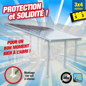 Toit-terrasse alu & polycarbonate 3x4m
