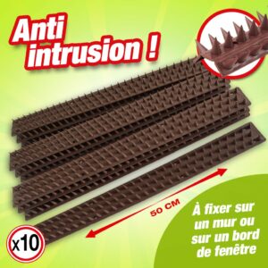 Lot de 10 Bandes anti-effraction à épines pour éviter le franchissement indésirables par les animaux.