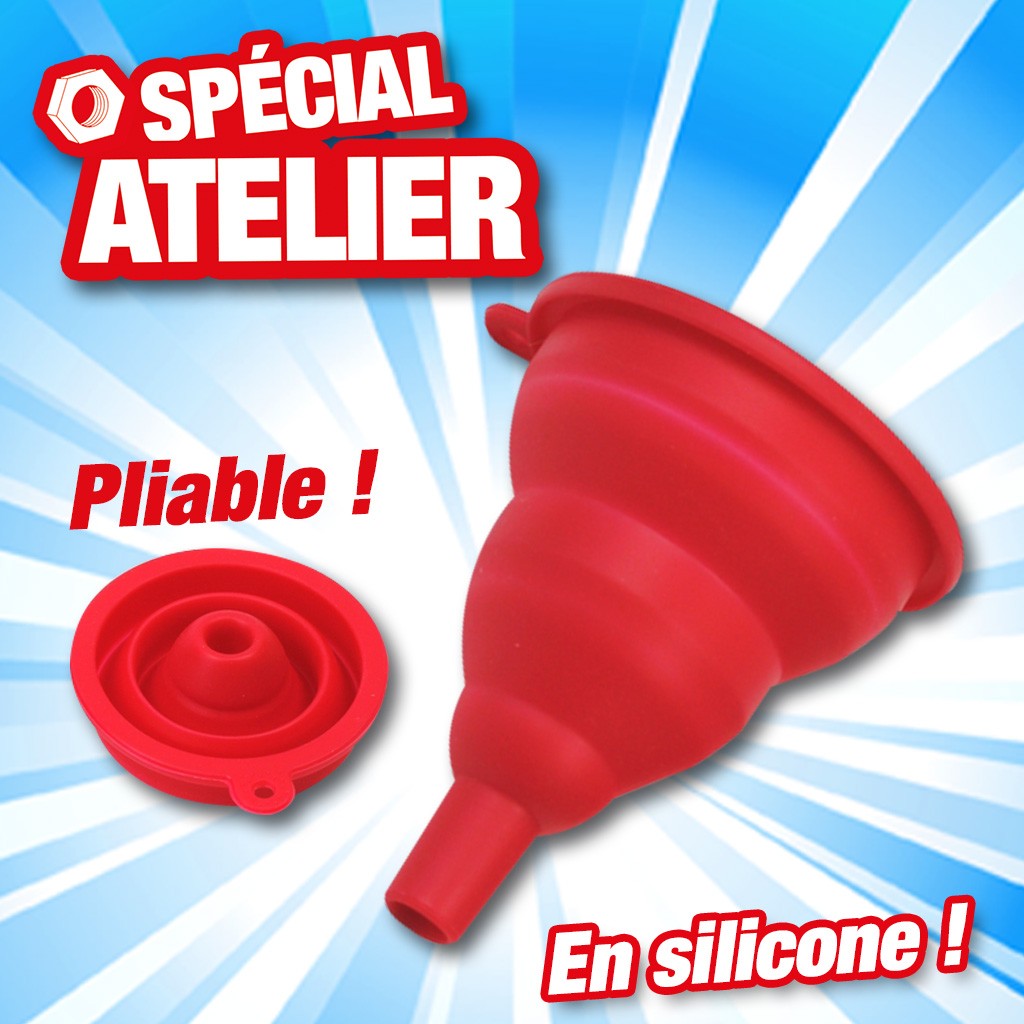 Entonnoir pliable rouge en silicone