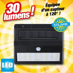 Lampe type applique murale à énergie solaire  avec capteur de présence 30 lumens