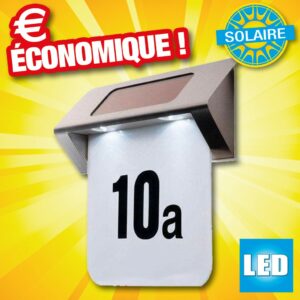 Numero de maison lampe à énergie solaire 2 led
