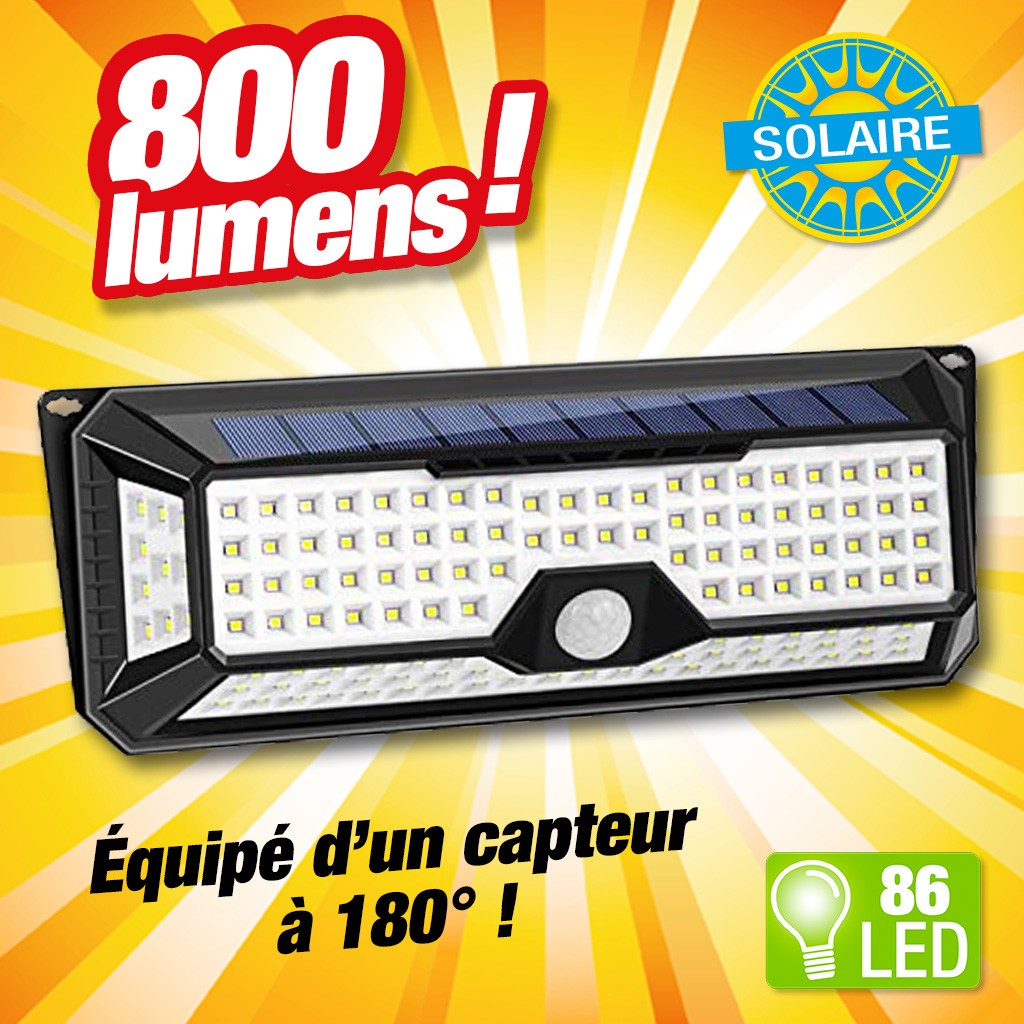 Projecteur à énergie solaire et détecteur de mouvement - 86 LED