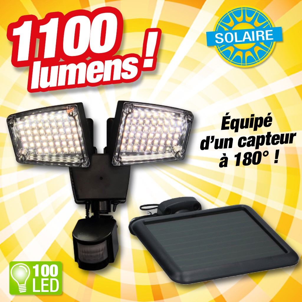 Projecteur 100 LED à énergie solaire et détecteur de mouvements