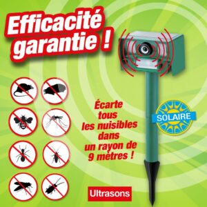 Anti-nuisibles à ultrasons - répulsif à énergie solaire