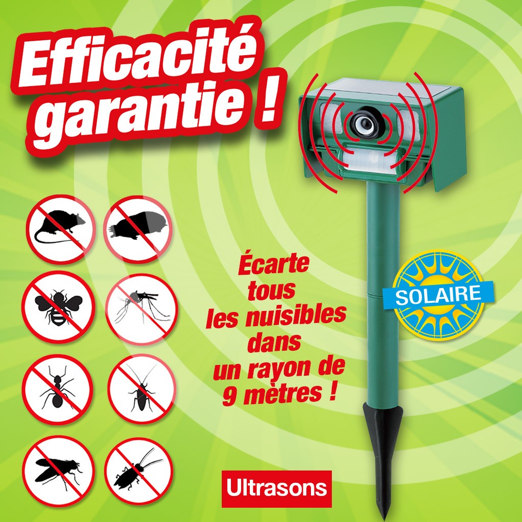 Anti-nuisibles à ultrasons - répulsif à énergie solaire