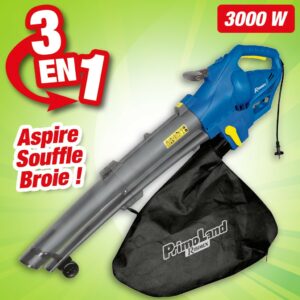 Aspirateur et souffleur et broyeur : 3 en 1, moteur électrique 3000w