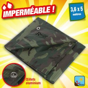 Bâche camouflage 130grammes - 3,6 m x 5 m