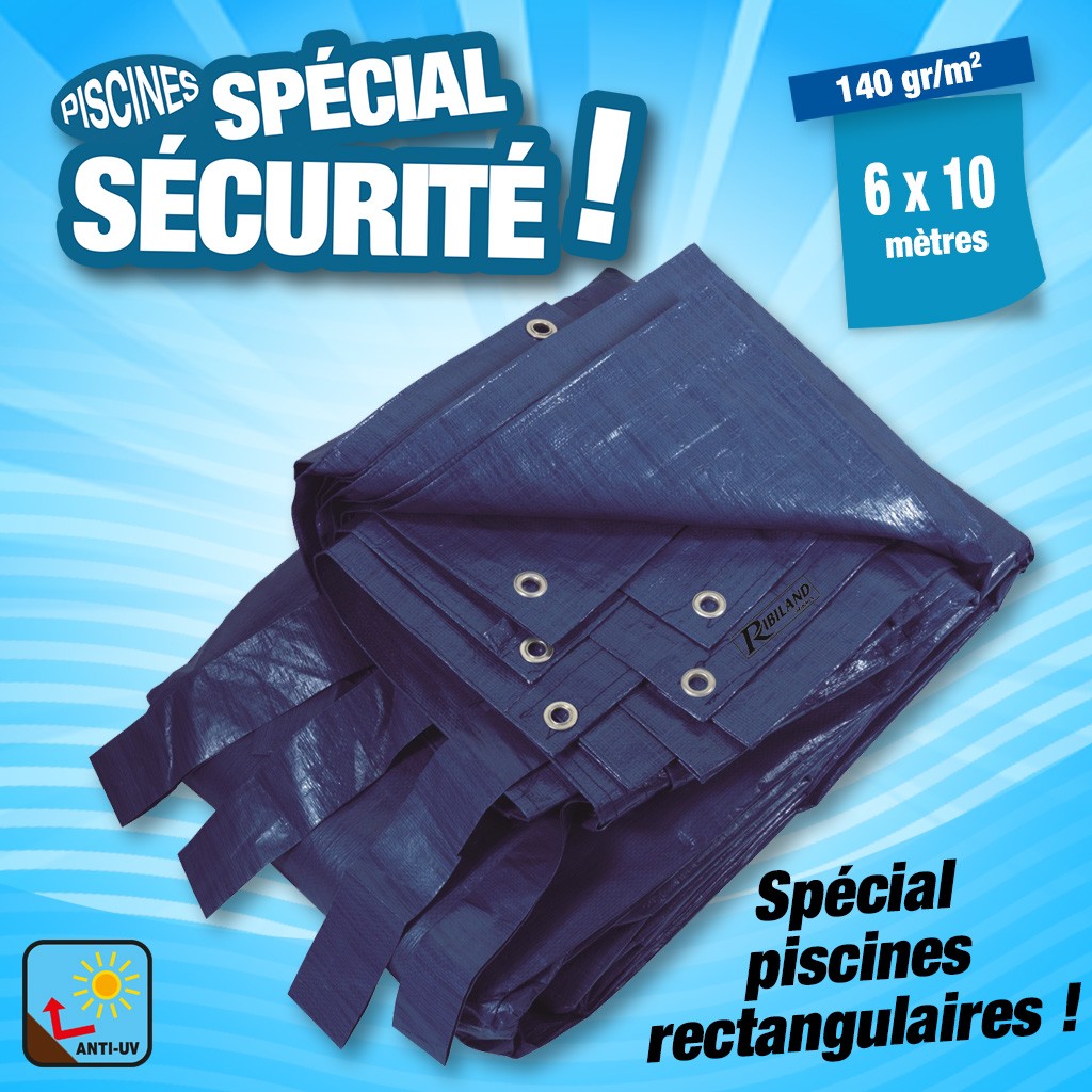 bache piscine 140gr/m² 6x10m
