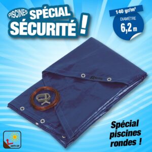 bache piscine 140gr/m² ronde diam. 6,2m