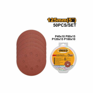 Boite de 50 abrasifs diam. 125 mm pour ponceuse orbitale (grains P40 - P80 - P120 - P180) - INGCO - AKRS1250511