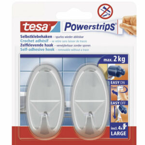 Crochet Large Ovale Tesa Powerstrips® Tesa 58050-00012-20 Chrome 2 Pc(s)