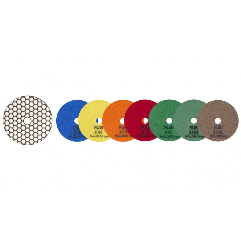 Disque diamant polissage et poncage a sec ø100 mm gr.50 - RUBI - 62970