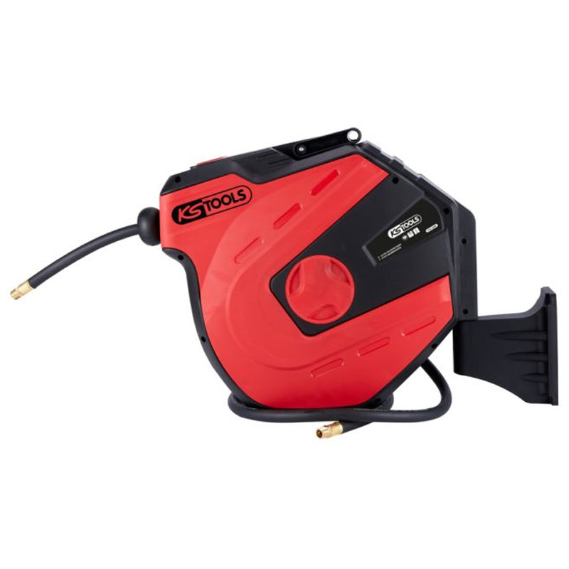 Enrouleur air et eau 3/8'' avec tuyau Ø10mm, raccord 1/4'' - 15m - KS TOOLS - 515.3440