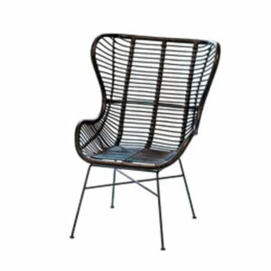 Fauteuil papillon Victoria - 98 x 80 x 81 cm - métal & rotin - noir