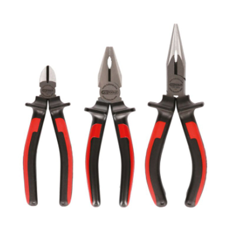 Jeu de 3 pinces ERGOTORQUE® (coupante, universelle et bec demi-rond) - KS Tools - 115.1010