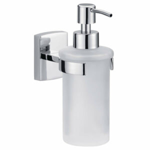 Klaam Distributeur de savon, Métal Chromé, adhésif, technologie sans Percer, 170mm x 70mm x 125mm - TESA