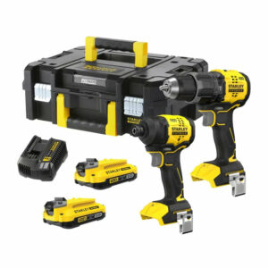 Kit 2 outils 18V - Perceuse visseuse à perc., Visseuse à impact , 2 bat. 2 Ah en mallette Pro-Stack V20 -  STANLEY POWERTOOLS - SFMCK201D2T-QW