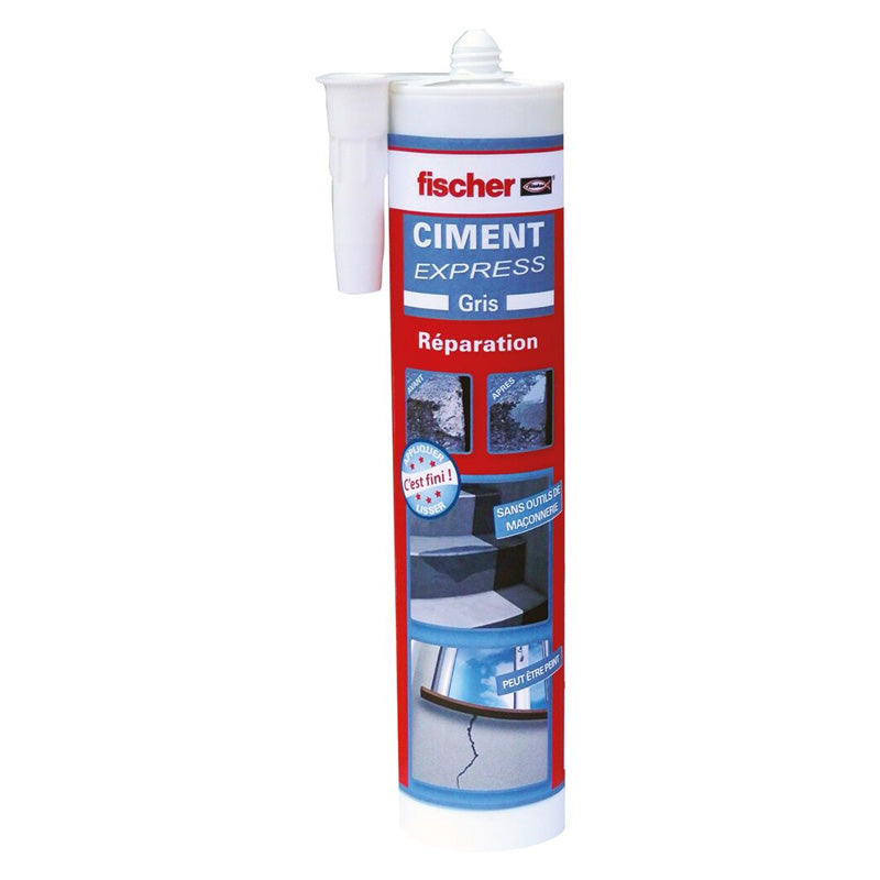 Lot de 10 cartouches de ciment express FISCHER 519175 prêt à l'emploi gris ciment 310 ml