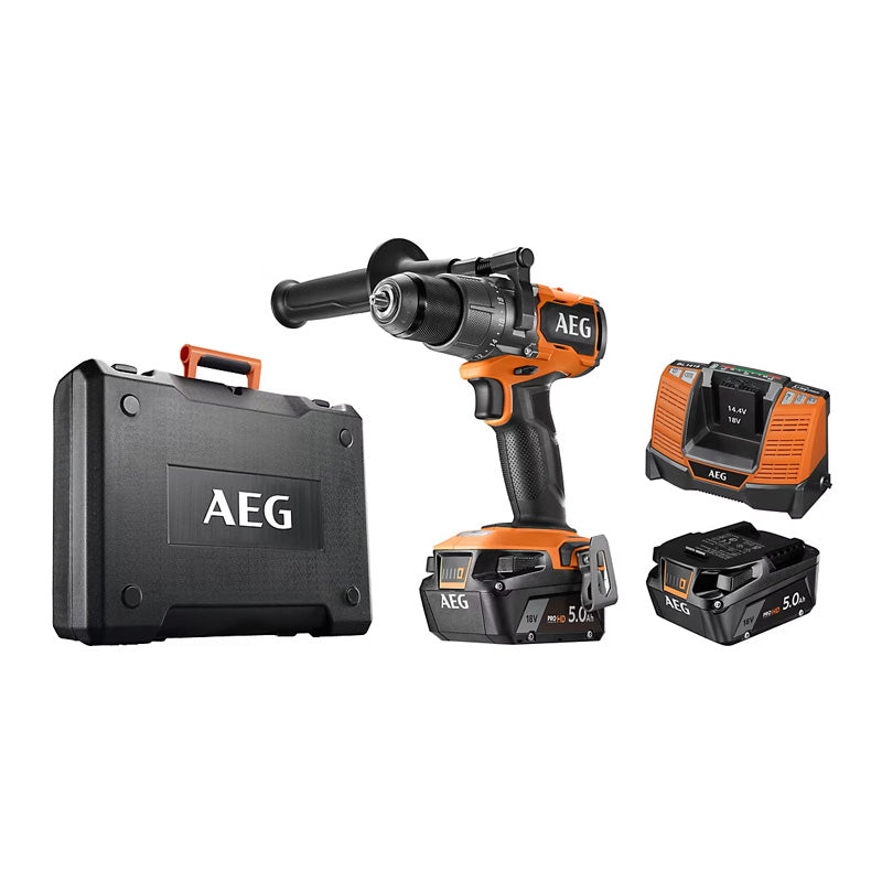 Perceuse-visseuse à percussion AEG BSB18C3BL-502C 18V 110 Nm avec 2x5Ah + chargeur en coffret