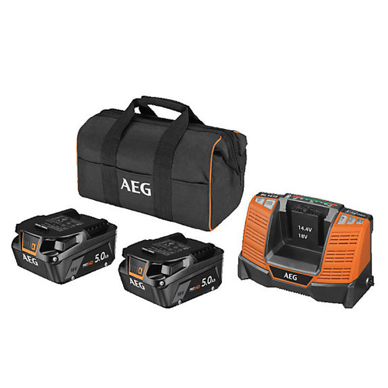 Pack 2 batteries AEG LL1850SHD 18V 5.0Ah HD + Chargeur Rapide SET