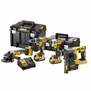 Pack 4 outils 18V DEWALT DCK422P3T-QW (DCD796 + DCF887 + DCH273 + DCG405 + coffret TSTAK + 3 batteries 5,0 Ah)