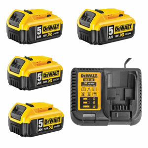 Pack ÉNERGIE DEWALT 4 Batteries 5,0 Ah 18V DCB184-XJ et un chargeur DCB1104-QW