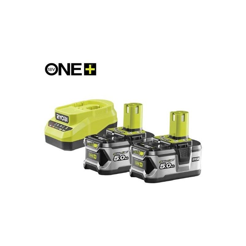 Pack énergie RYOBI RC18120A-250 chargeur Rapide 18V 2A + 2 Batteries Lithium+ 5Ah ONE+™
