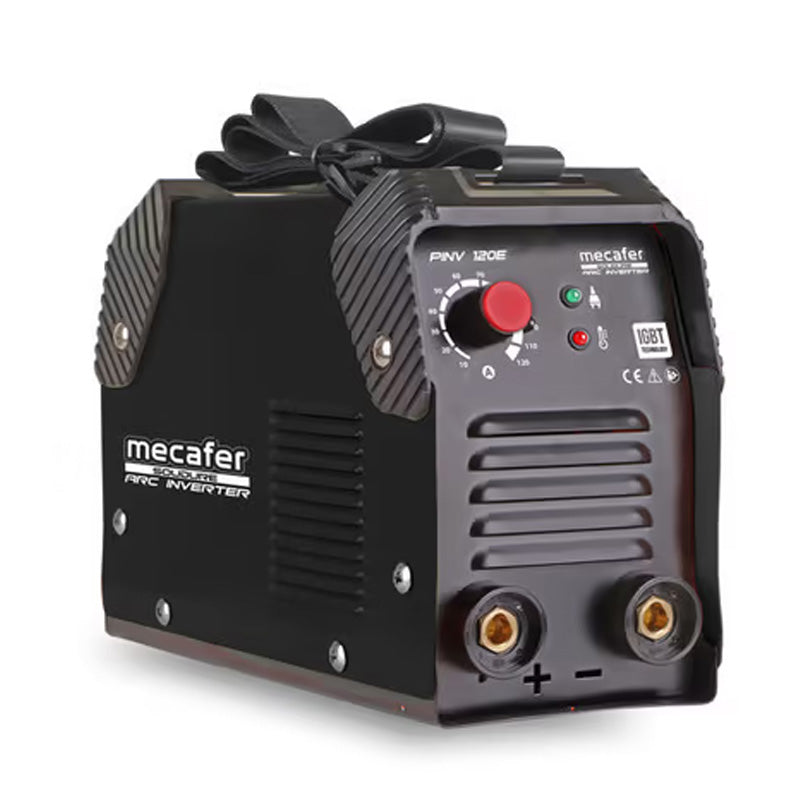 Poste à souder MMA inverter 120A - MECAFER - 461121 - Compatible électrode 1.6mm à 3.25mm, acier, inox, fonte. Inclus brosse, pince, porte électrode, masque.