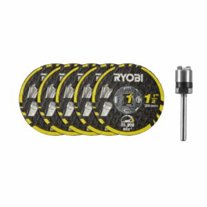 Lot de 5 disques à tronçonner 38 mm et 1 mandrin Twist Lock™