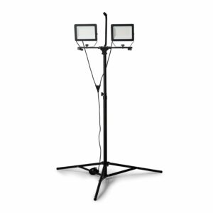 MINOS : 2 Spots LED sur Trépied, 2 x 100W, 17 000 Lumen, câble 3m, IP65. Noir - VELAMP - ST755NG