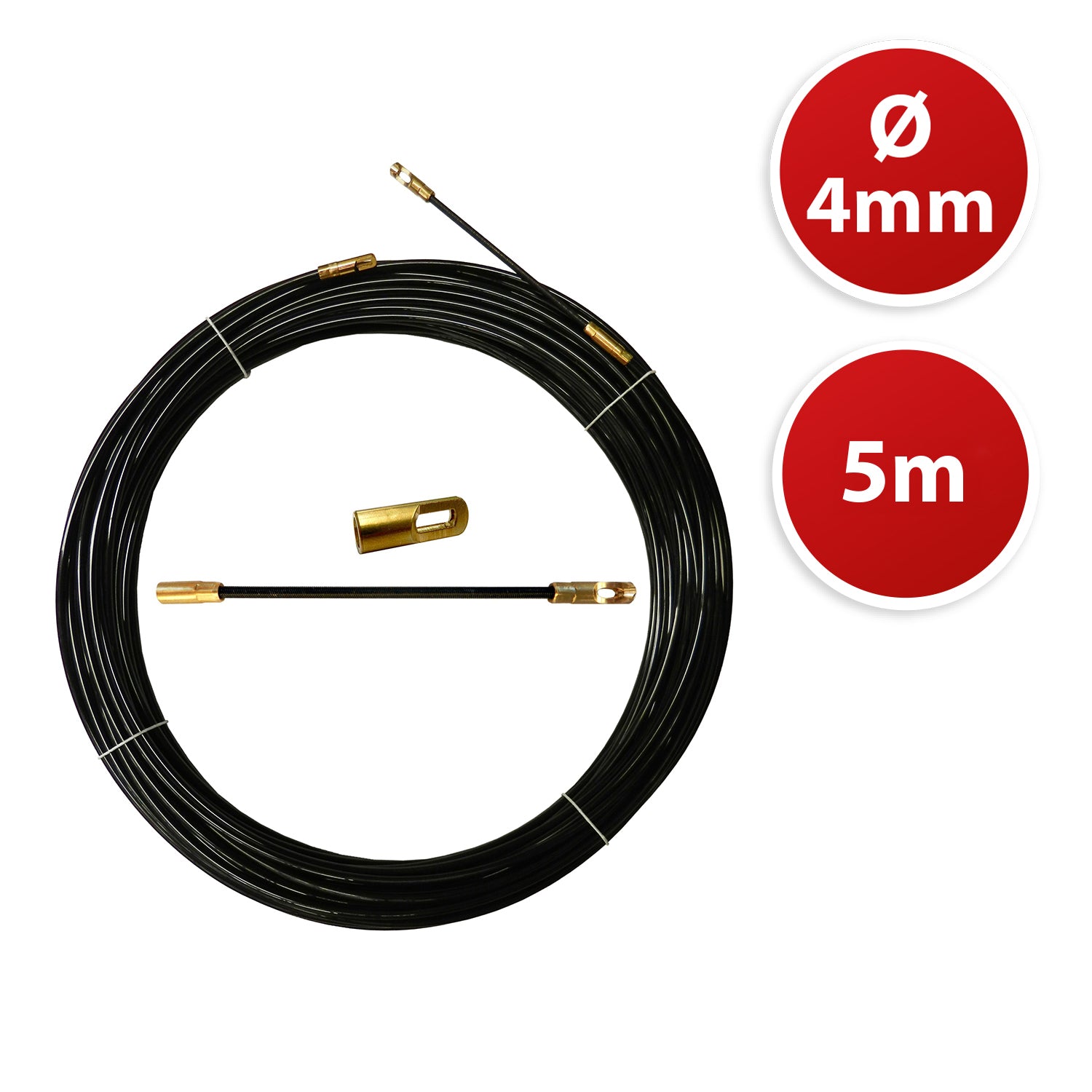 Tire fils noir en nylon Ø4mm, 5m, à tête interchangeable TECNID - VELAMP - SYN4-005