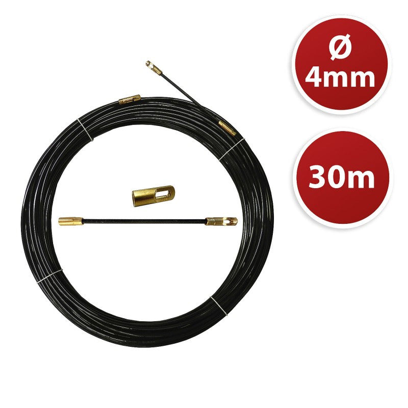 Tire fils noir en nylon Ø4mm, 30m, à tête interchangeable TECNID - VELAMP - SYN4-030