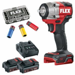 Visseuse à percussion FLEX IW 1/2" 400 EC 18V avec jeu de douilles à choc (batterie et chargeur)
