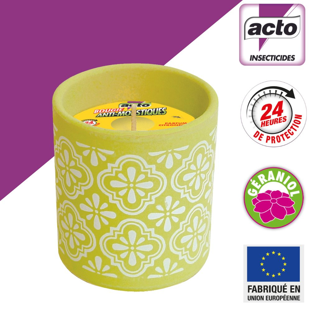 Bougie anti-moustiques décorative à la citronnelle